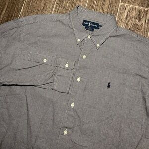 Ralph Lauren Marlowe Gray Gingham Long Sleeve Button Shirt Men’s XL Relaxed